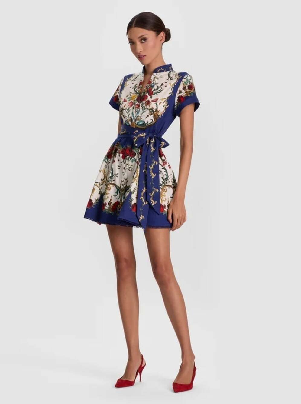 Alice + Olivia Lucy Gilded Rose Cotton Mini Shirt Dress 2 NWT - Picture 3 of 12